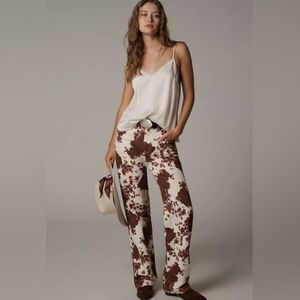 Reformation Cowhide Print Brown & White Straight Jeans